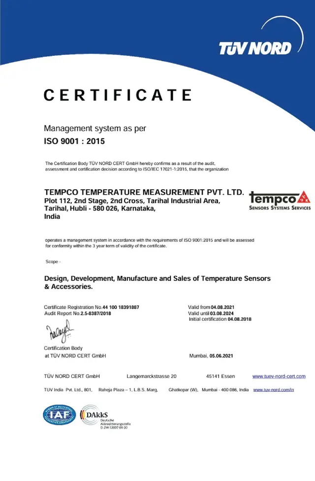 Certificate – ISO 9001:2015